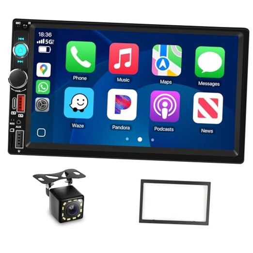 2 DIN Car Stereo Wireless Carplay&Android Auto, USB-C Head Unit 7” Touch