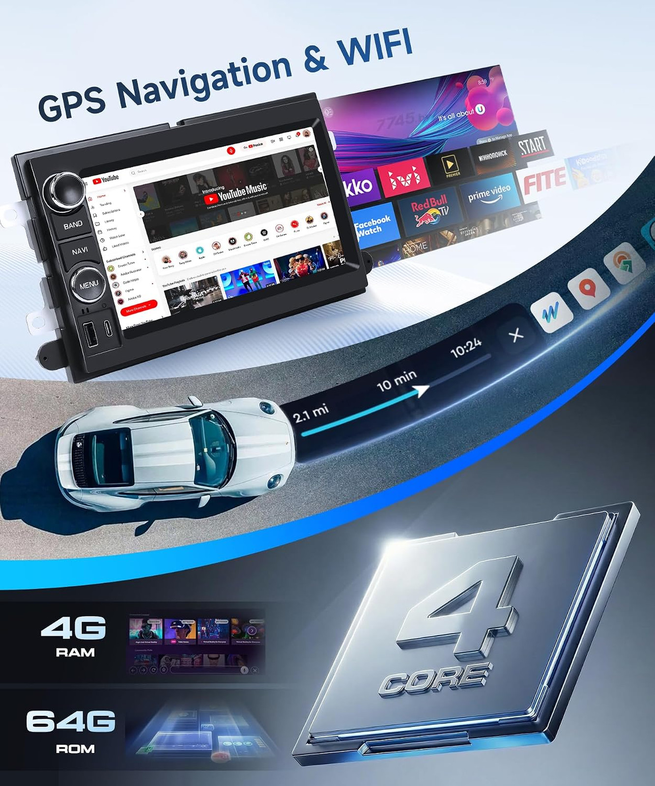 4G Android Car Stereo for Ford F150 F250 F350 2004-2014 with 7-Inch Touchscreen