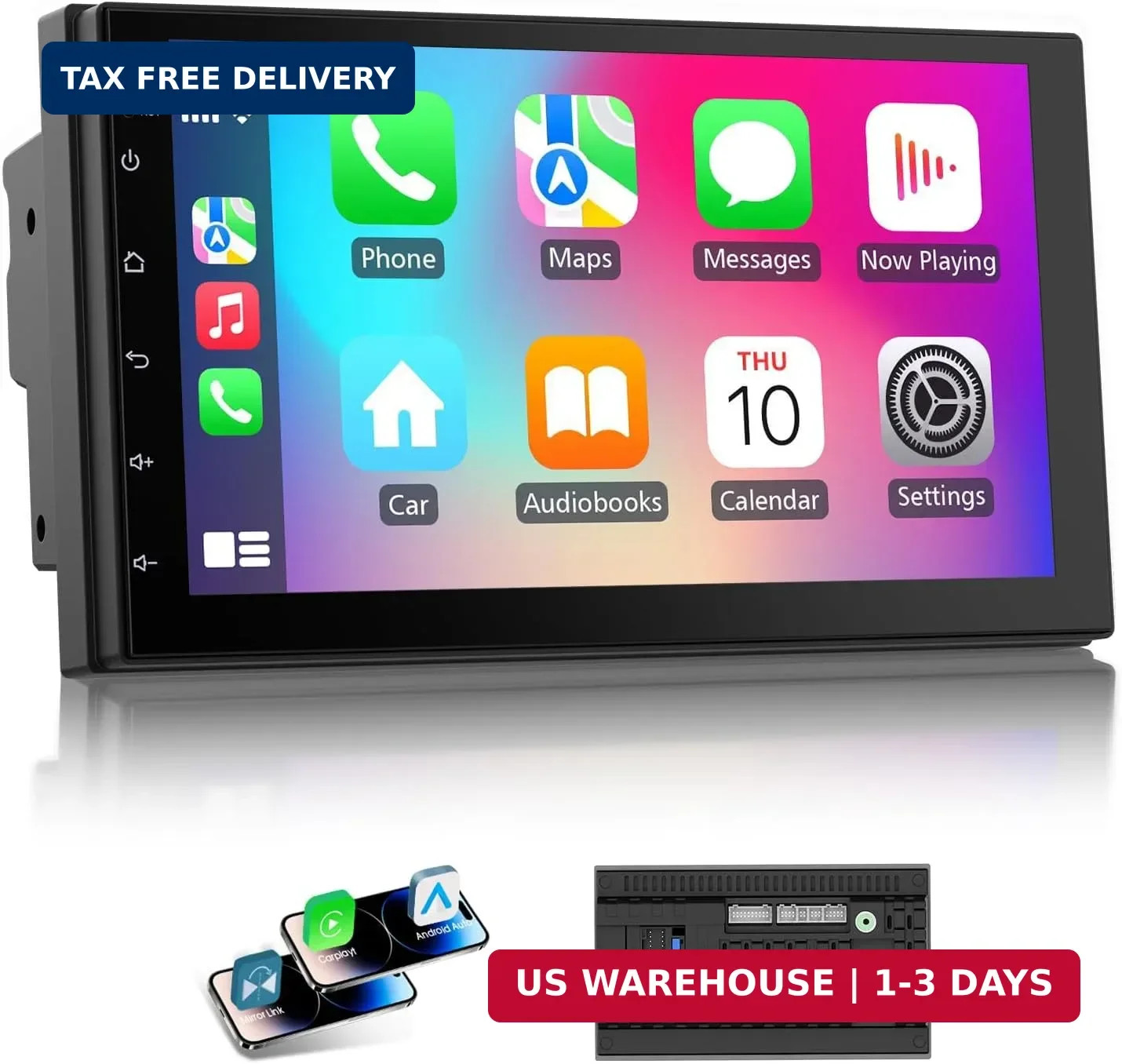 Haudio 7 Inch Double Din Car Stereo with Wireless Apple CarPlay & Android Auto,