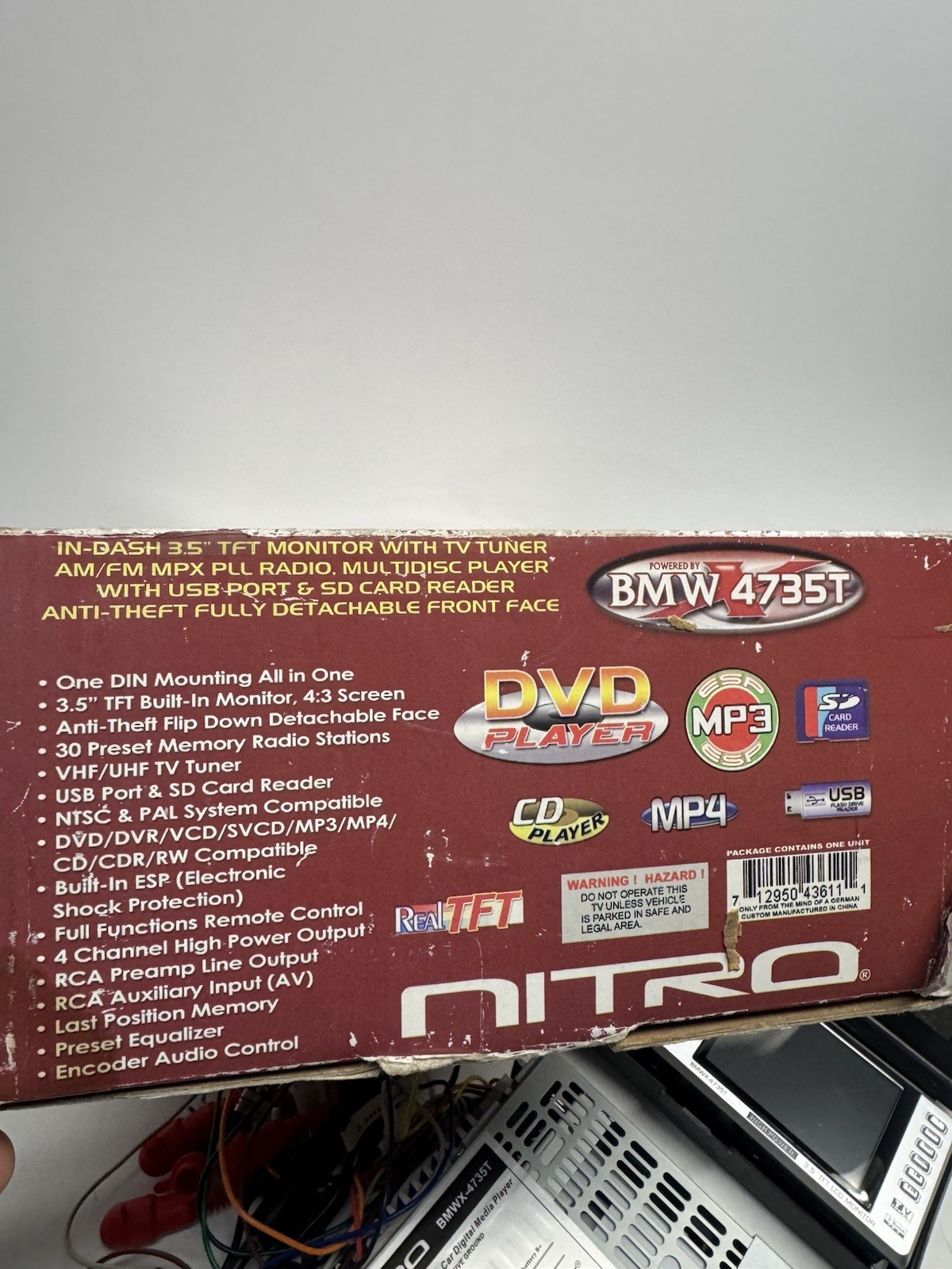 NEW Nitro Audio BMWX-4735T DVD/CD PLAYER MP3, MP4,USB-SD