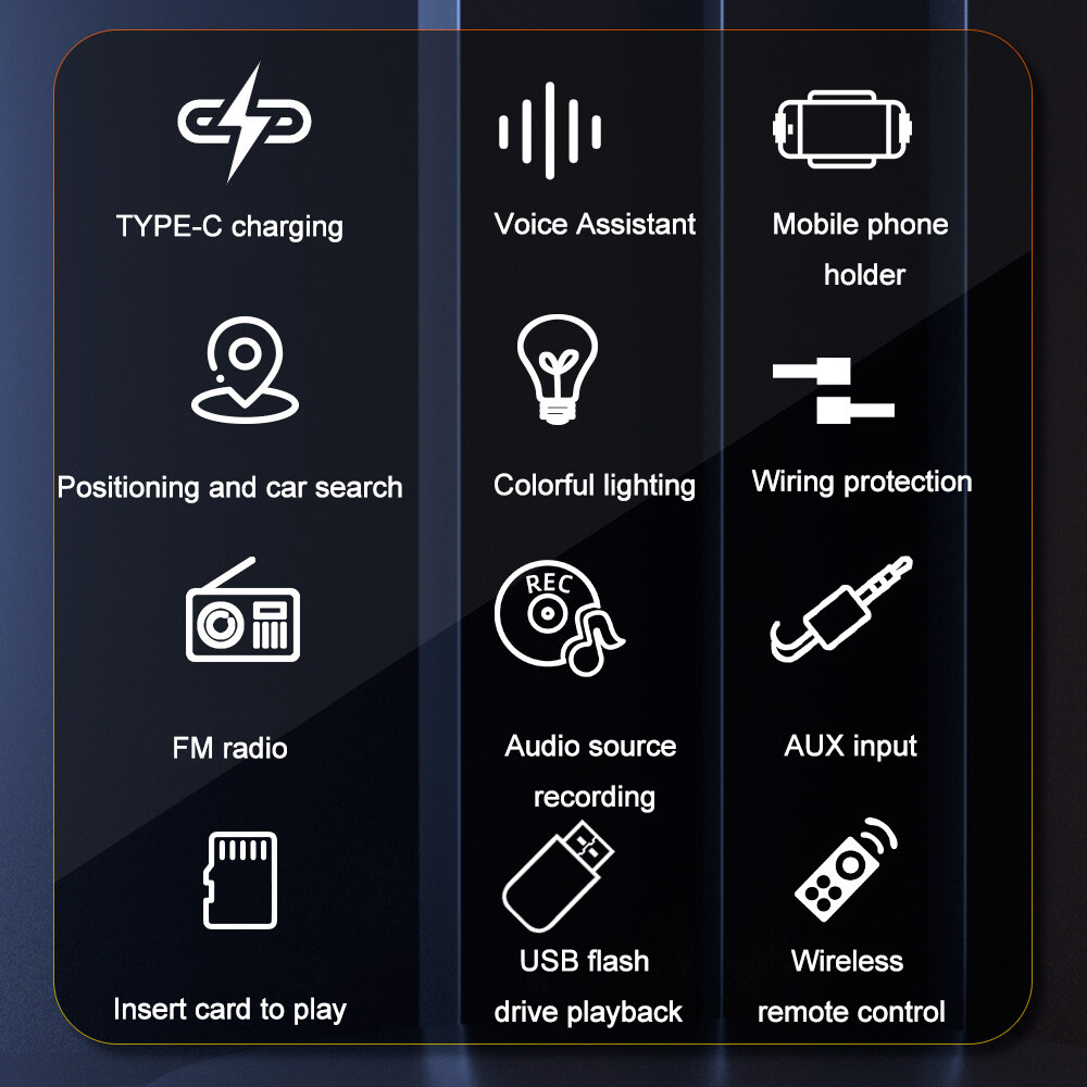 Single 1DIN Car Stereo Radio Voice Control Bluetooth TYPE-C USB FM TF MP3 Player