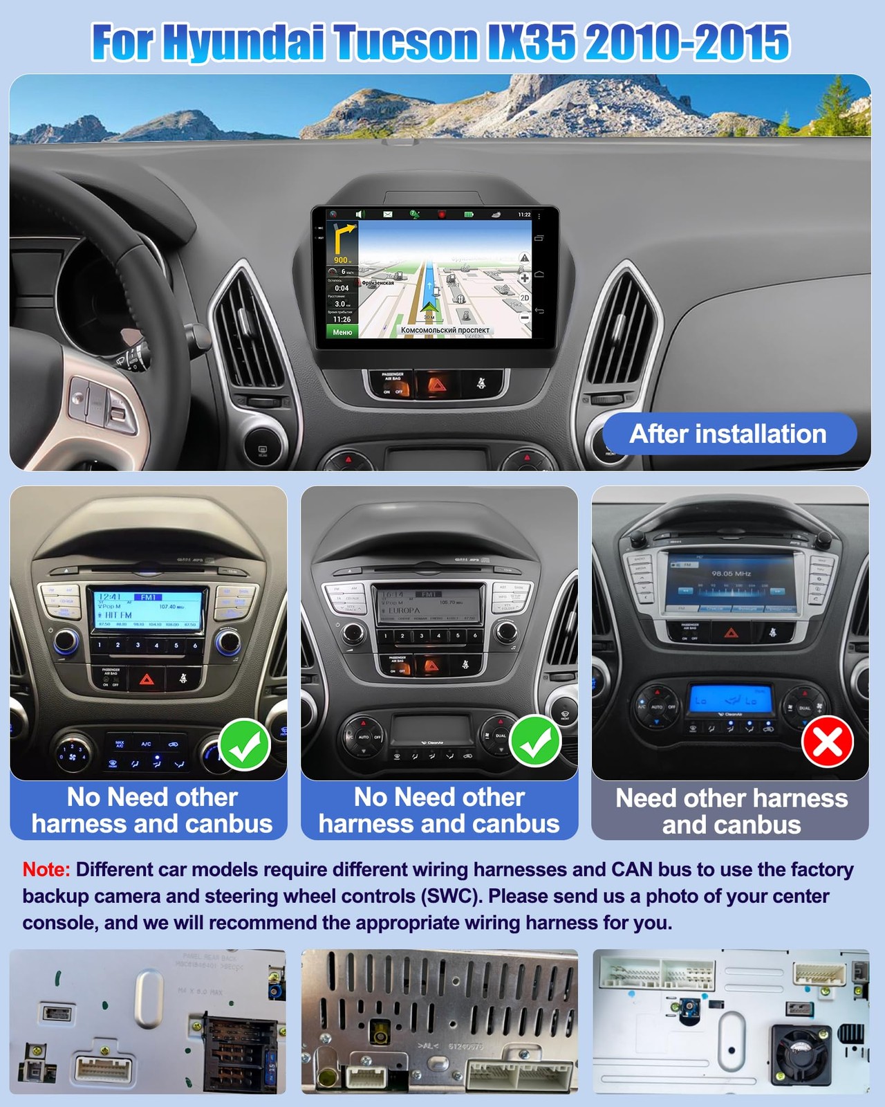 Camecho Car Radio Head Unit Android 13 For Hyundai Tucson Ix35 2010-2015 Radio