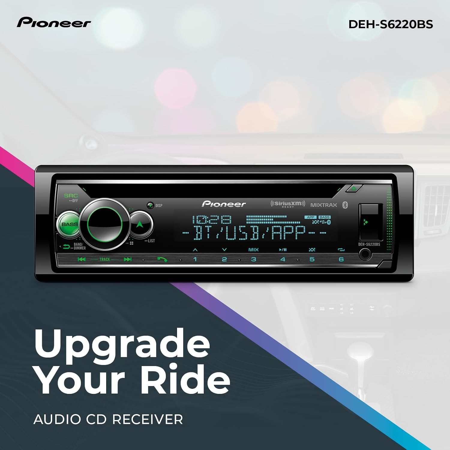 Pioneer DEH-S6220BS 1-DIN Bluetooth Car Stereo CD Player Receiver