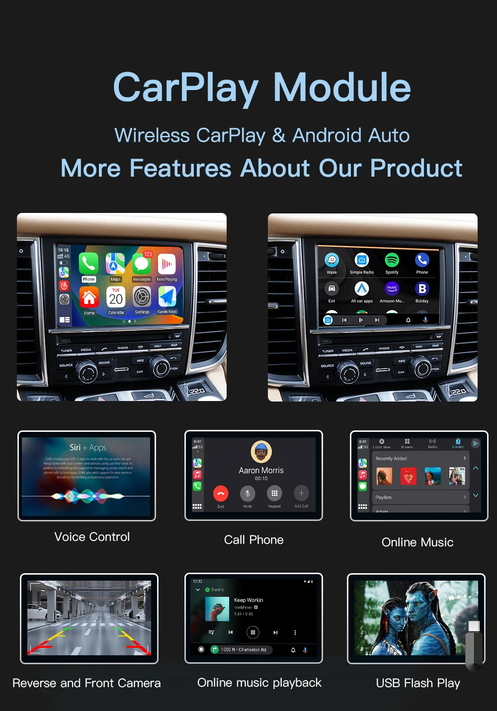 Wireless Carplay Android Auto for Porsche PCM3.1/4.0 Panamera Cayenne Module