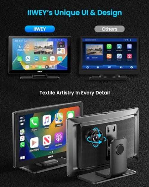 IK5 9″ Wireless Apple CarPlay & Android Auto Screen, Portable Car Stereo with