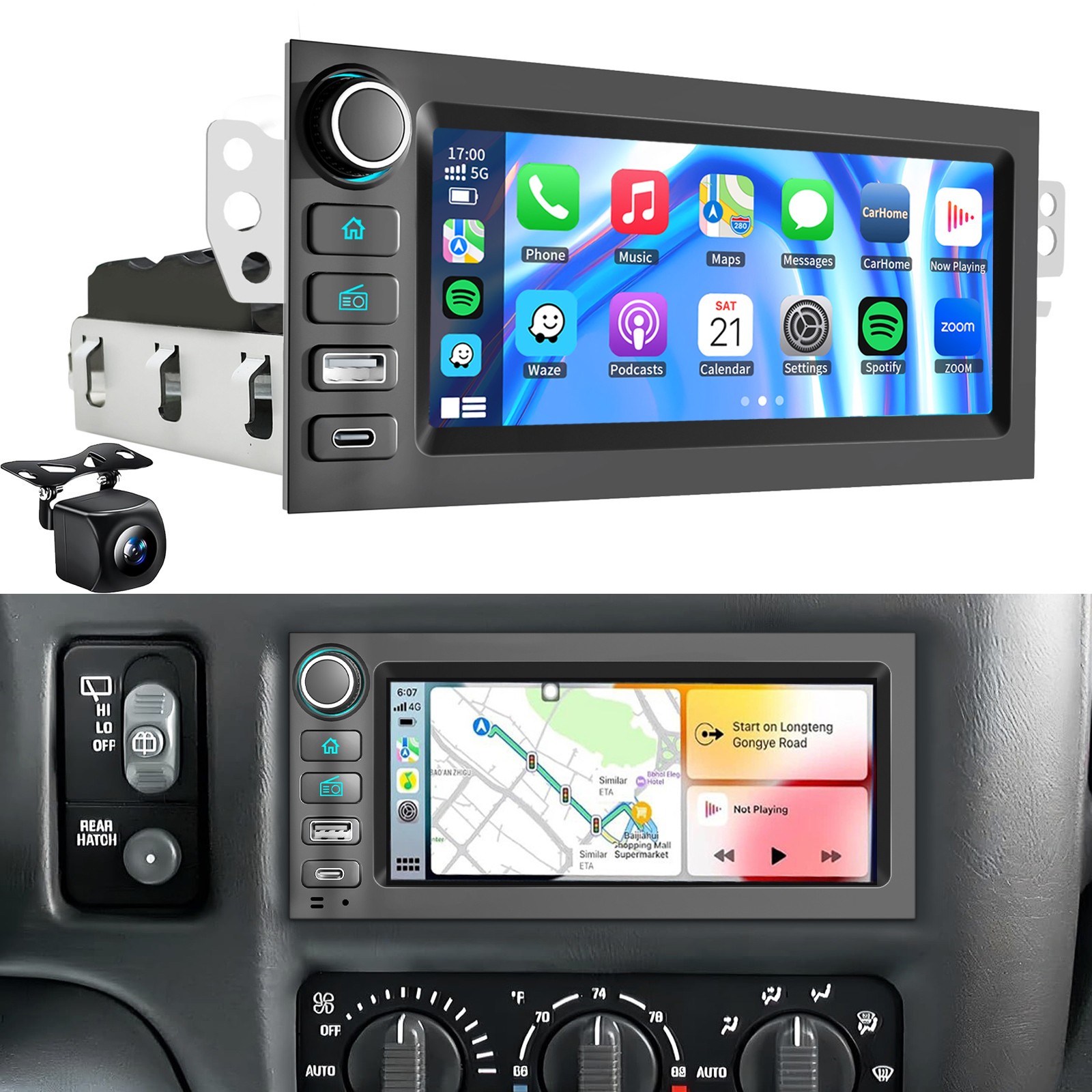 For Chevy C/K Silverado GMC 1995-2005 Apple Carplay Car Stereo Radio GPS 1.5 Din