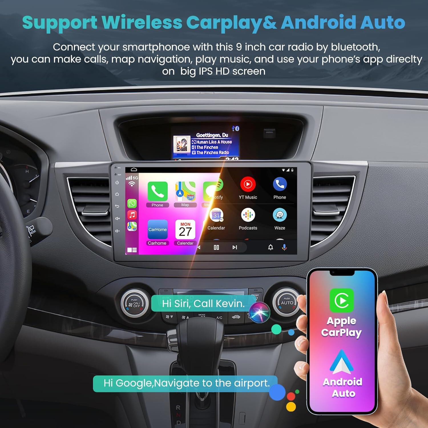For Honda CRV 2012-2016 Radio Car Carplay Android Auto GPS Navi WiFi 1280*800