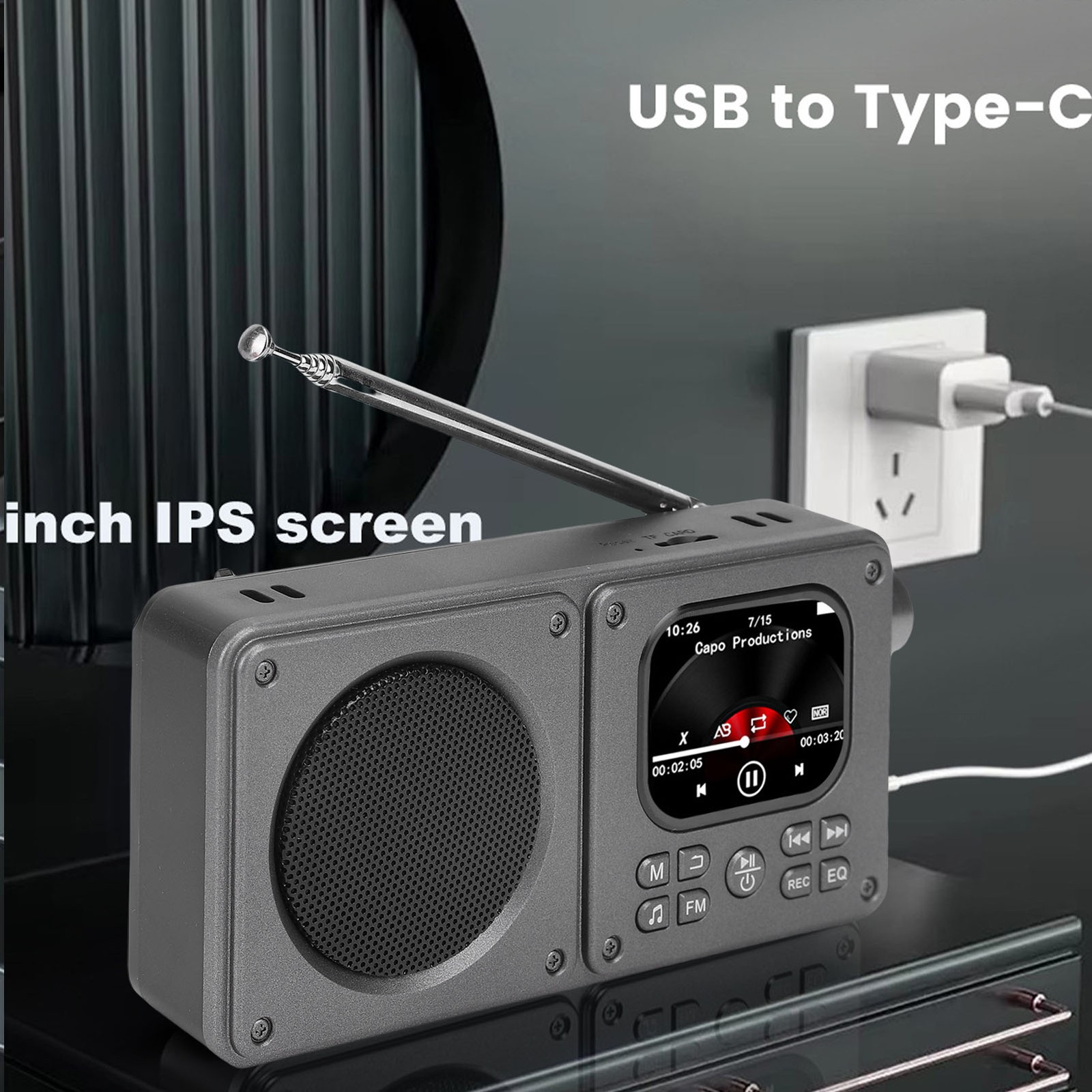 Video Radio AM FM 2.01 Inch Screen MP3 MP4 Player Bluetooth 5.4 Speaker Por FSZJ