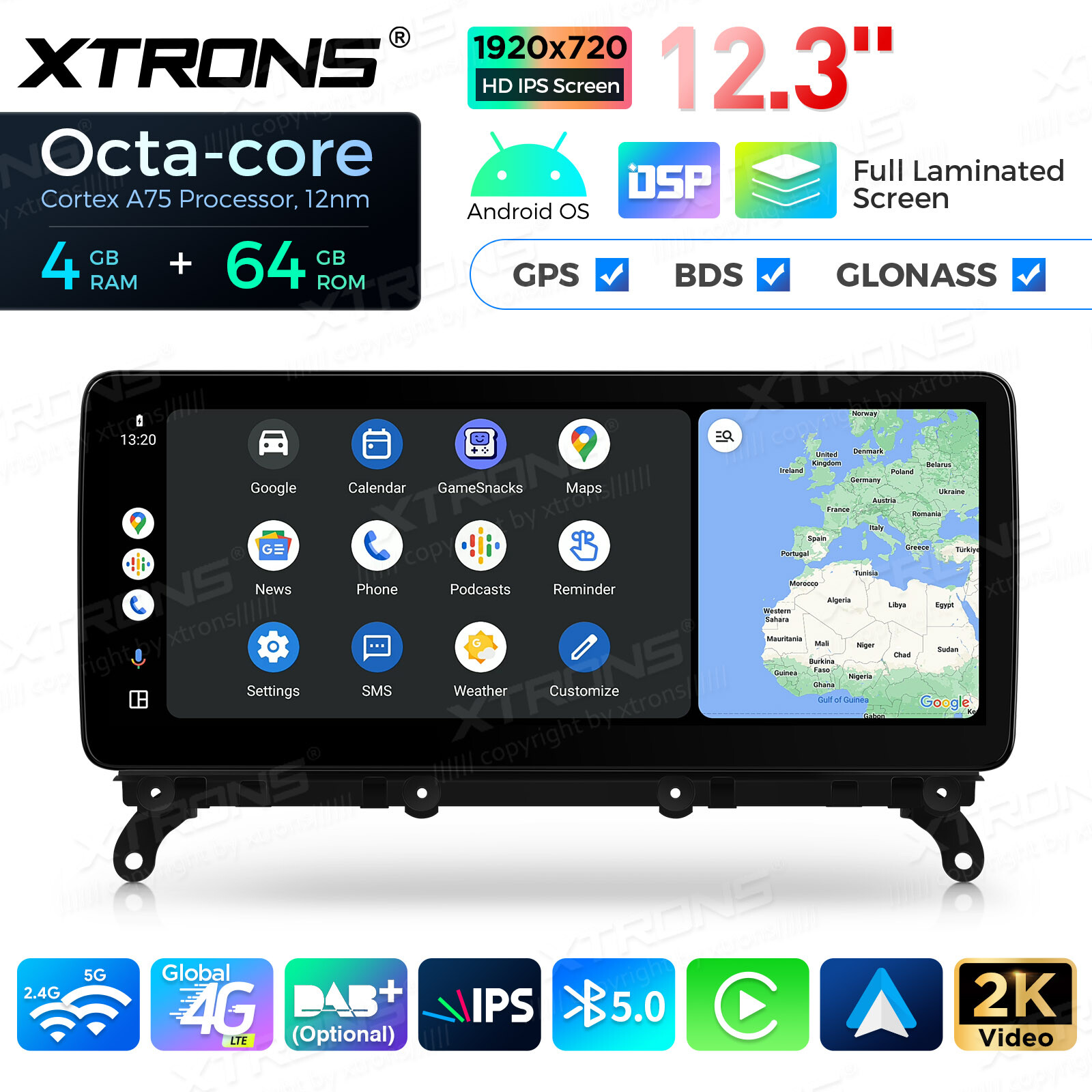 12.3 inch Android 14 8-Core Car Stereo GPS Navi 4G LTE 4+64GB For BMW X3 F25 CIC