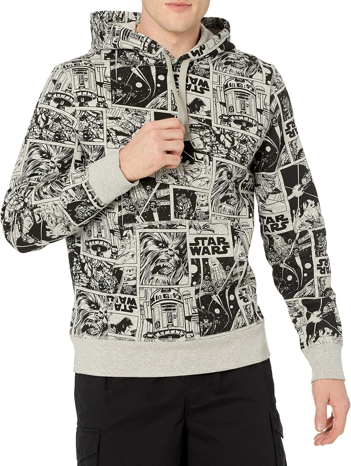 *NEW* Amazon Essentials Star Wars XL Grey/Black Zipper Hoodie Sweat Shirt