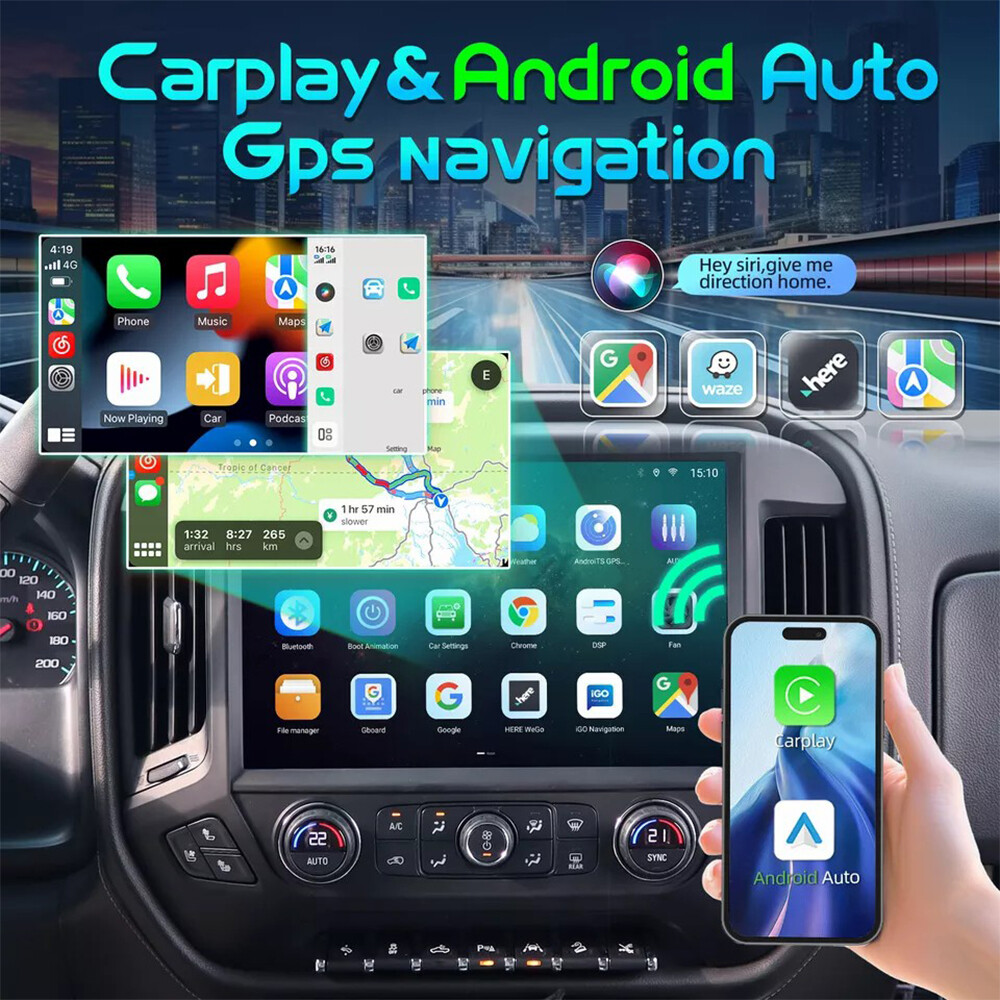13.1″ Car Radio Stereo CarPlay For Chevy Silverado GMC Sierra 2014-2018 8+256GB