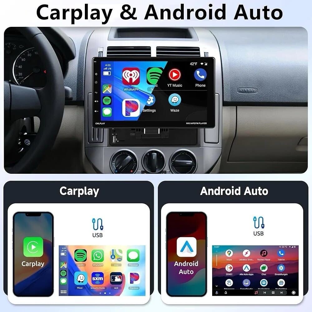 9″ Car Stereo Radio Rotatable Single 1 DIN Wireless Apple CarPlay Android Auto