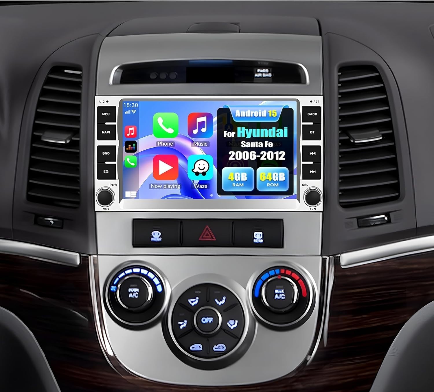 CAMECHO 7″ Android 15 Car Stereo Hyundai Santa Fe 2006-2012 Wireless CarPlay NEW