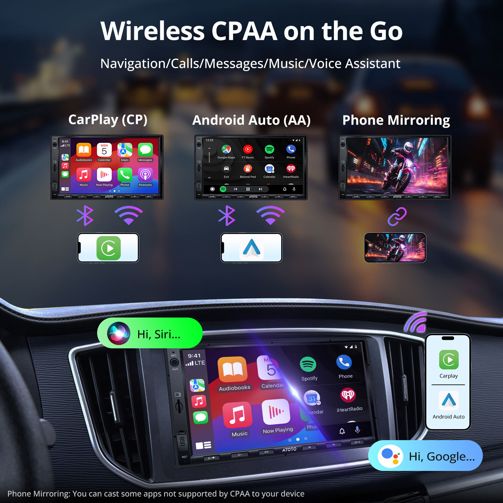 9″ 2G+32G Touch Screen Apple Carplay Stereo 2-DIN Android 10 Mirrorlink GPS BT