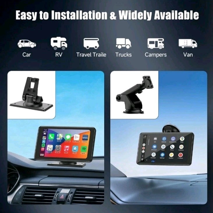 Portable 7″ Wireless Apple CarPlay Screen for Cars,Android Auto,Car Radio Stereo