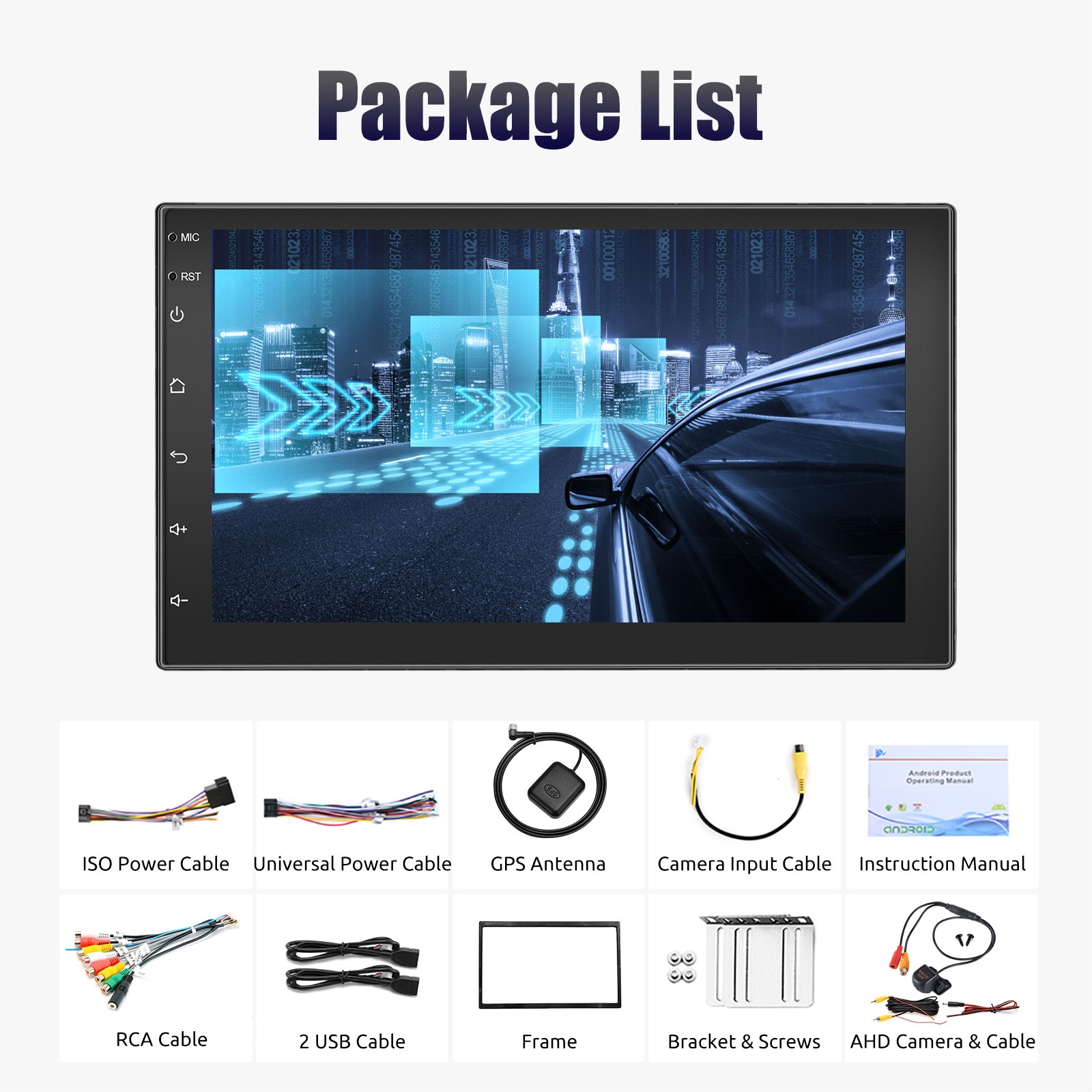 32GB 7″ Double 2DIN Car Stereo Radio GPS Navi CarPlay Touch Screen Android 15