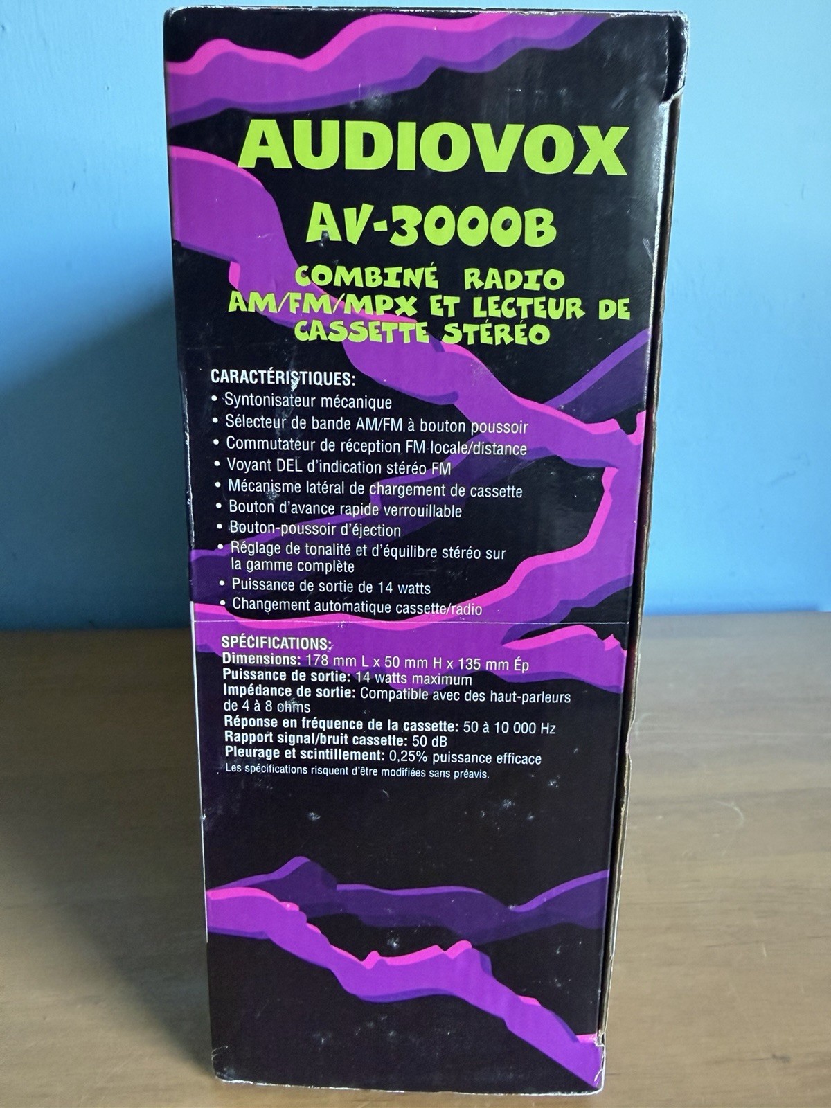 Audiovox Rampage AV-3000B AM/FM/MPX Radio w/ Stereo Cassette OPEN BOX! Nice