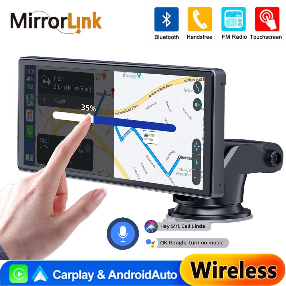9.26″ Portable Car Stereo Radio Wireless Apple Carplay & Android Auto GPS BT FM