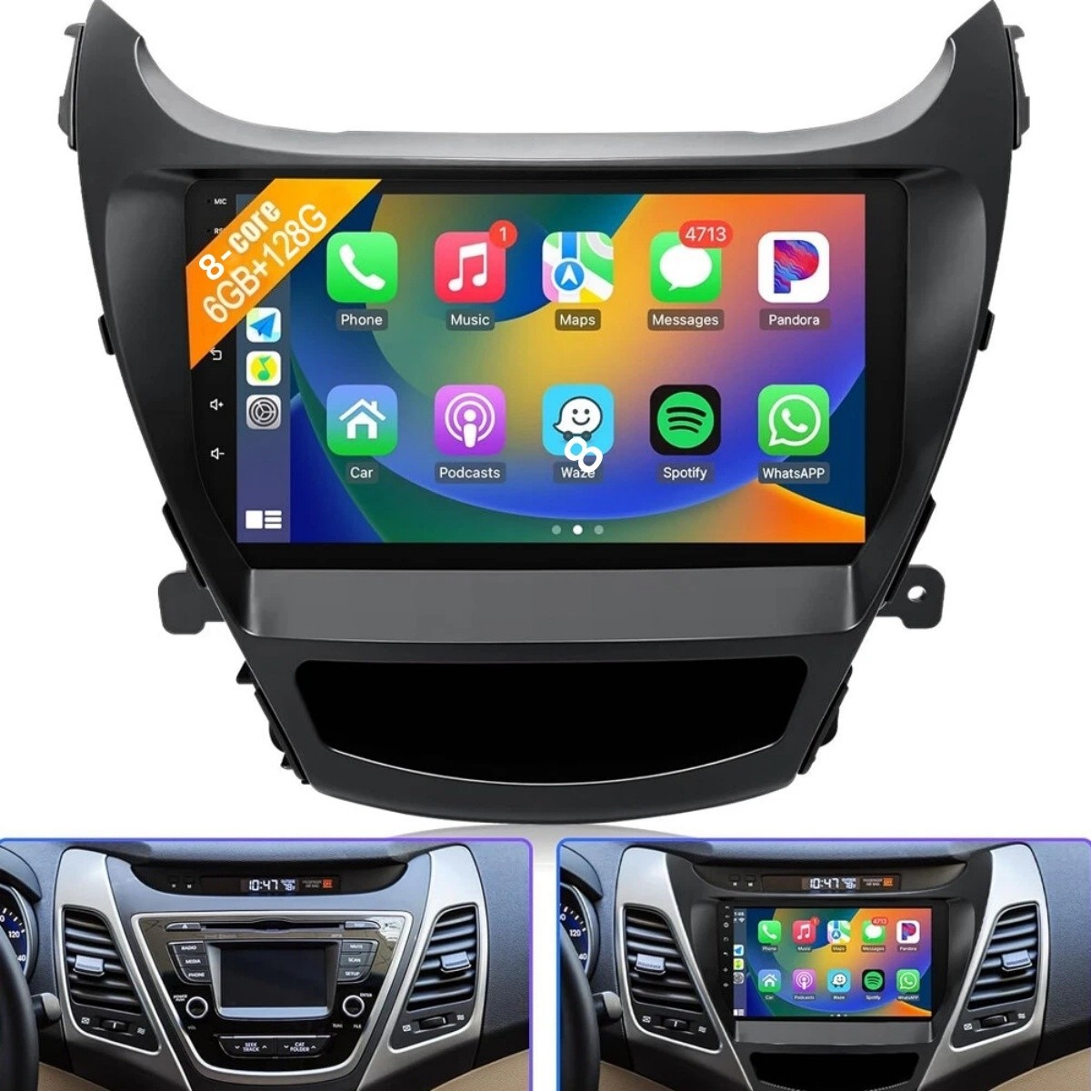 9″ Car Stereo Radio For Hyundai Elantra 2012-2016 GPS Android 15 Carplay 6+128G