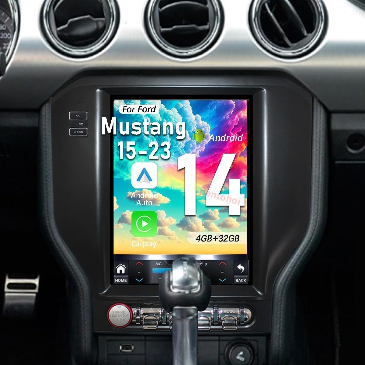 10.4″ 8Core 4+32G Tesla Style Android Auto Carplay for Ford Mustang 2015-2023