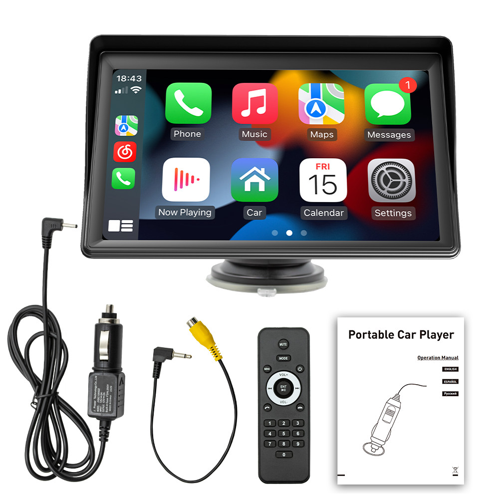 7″ Portable WIFI Wireless Carplay Android Auto Car Radio MP5 Player Type-C US
