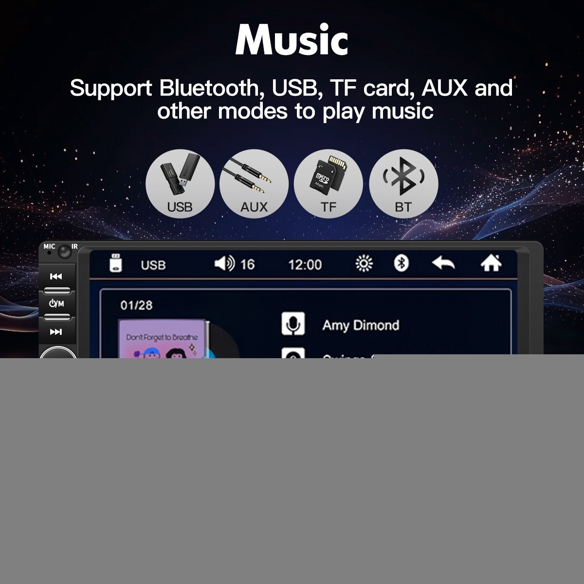 7″ Double DIN Touchscreen MP5 Car Stereo Bluetooth FM USB AUX Video Player