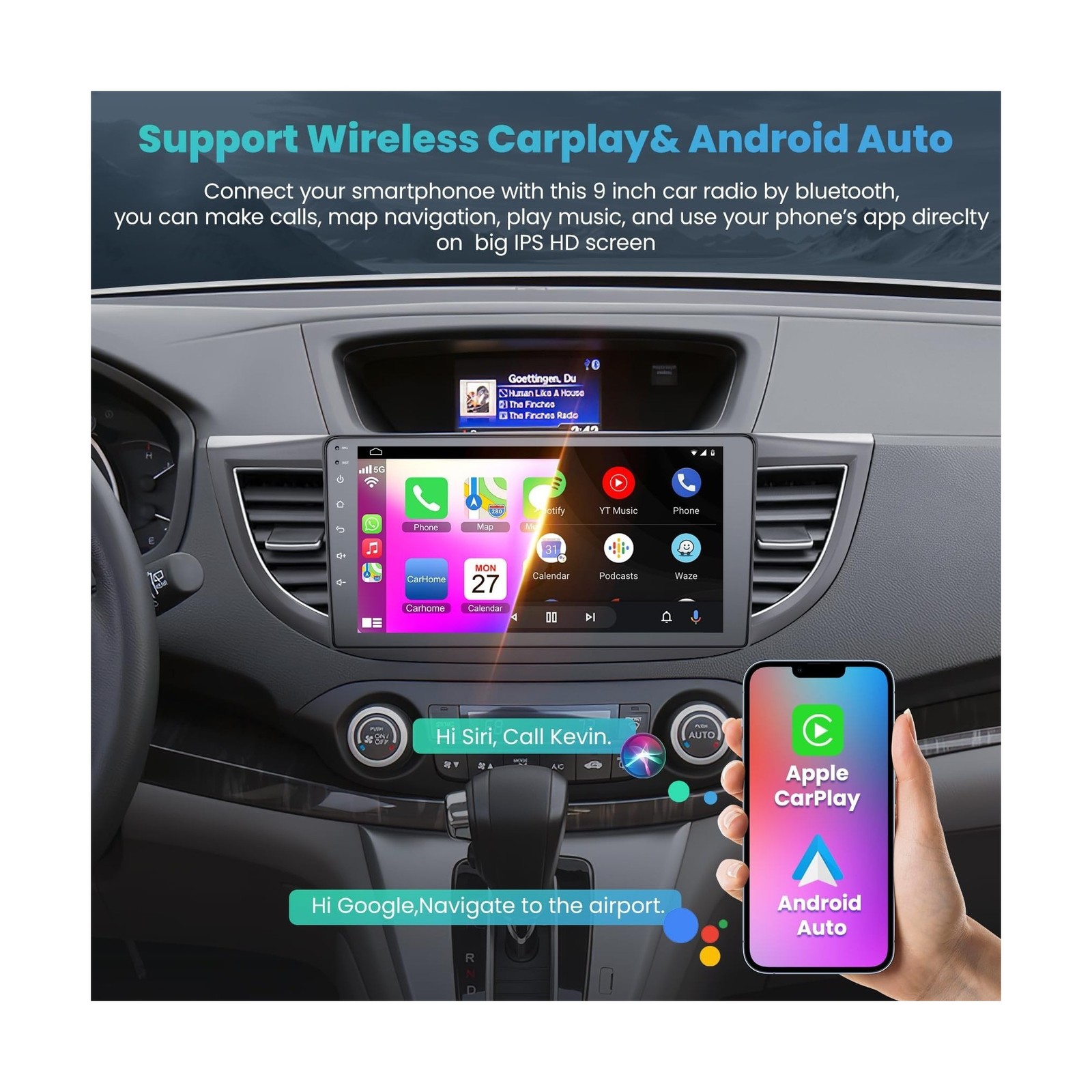 4G+64G Car Radio Stereo for Honda CRV 2012 2013 2014 2015 2016 Android 13, 9 …