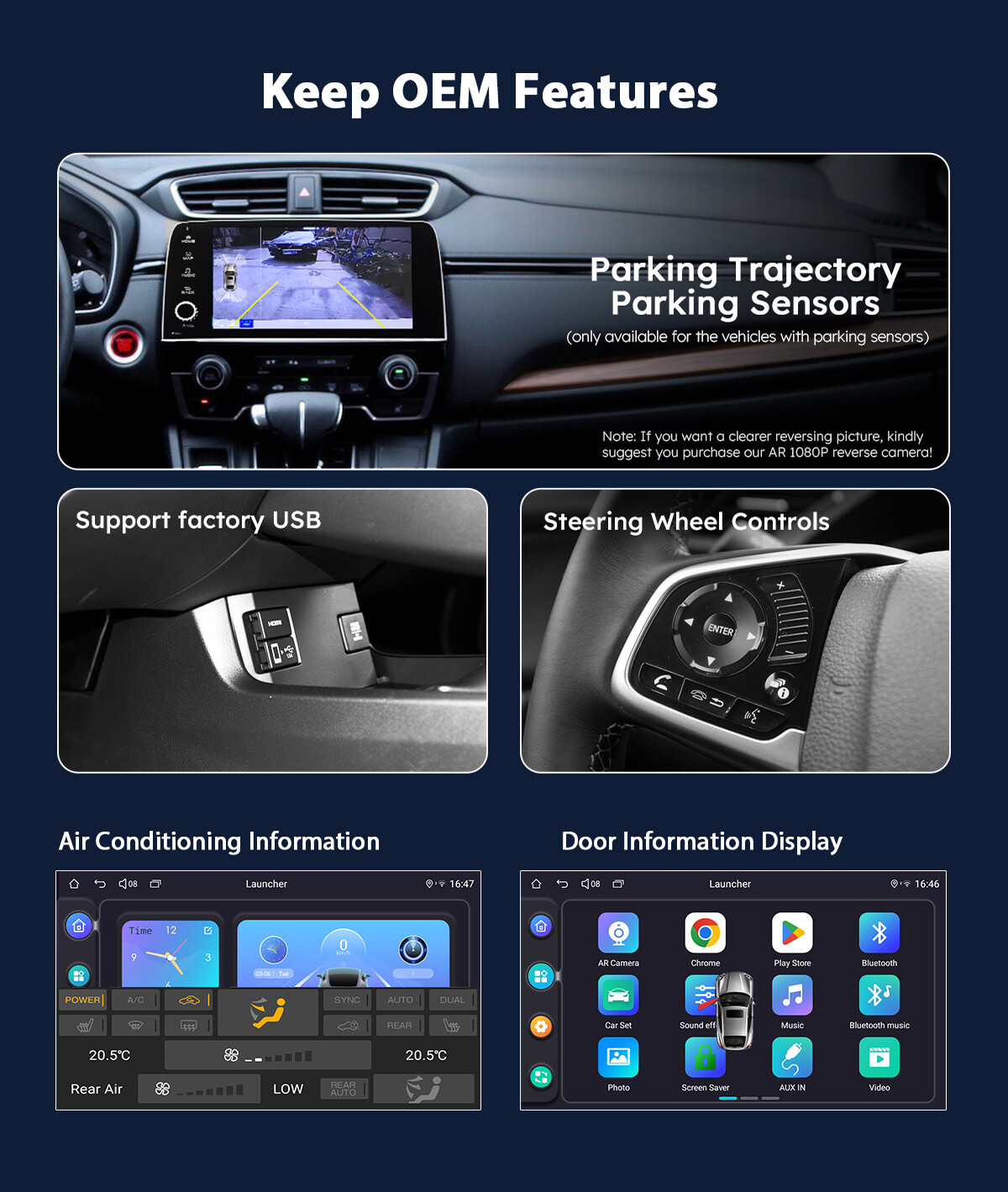 9 Inch QLED Touchsreen Android 12 Car Stereo for 2017+ Honda CR-V LX EX Touring