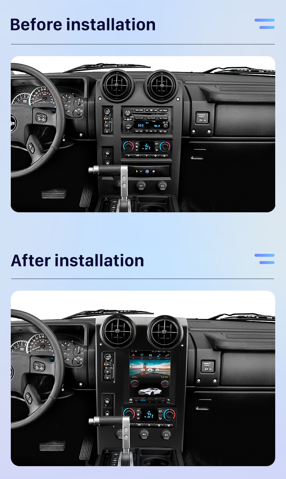 4+32GB Android 13 9.7″ Carplay Car Radio Stereo GPS Navi For Hummer H2 2002-2007