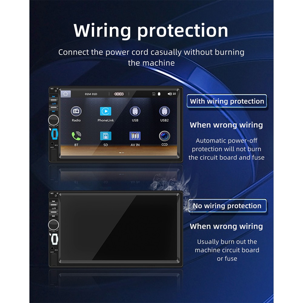 F7018C Reversing Image with Bluetooth & Car MP5 Player Wired CarPlay