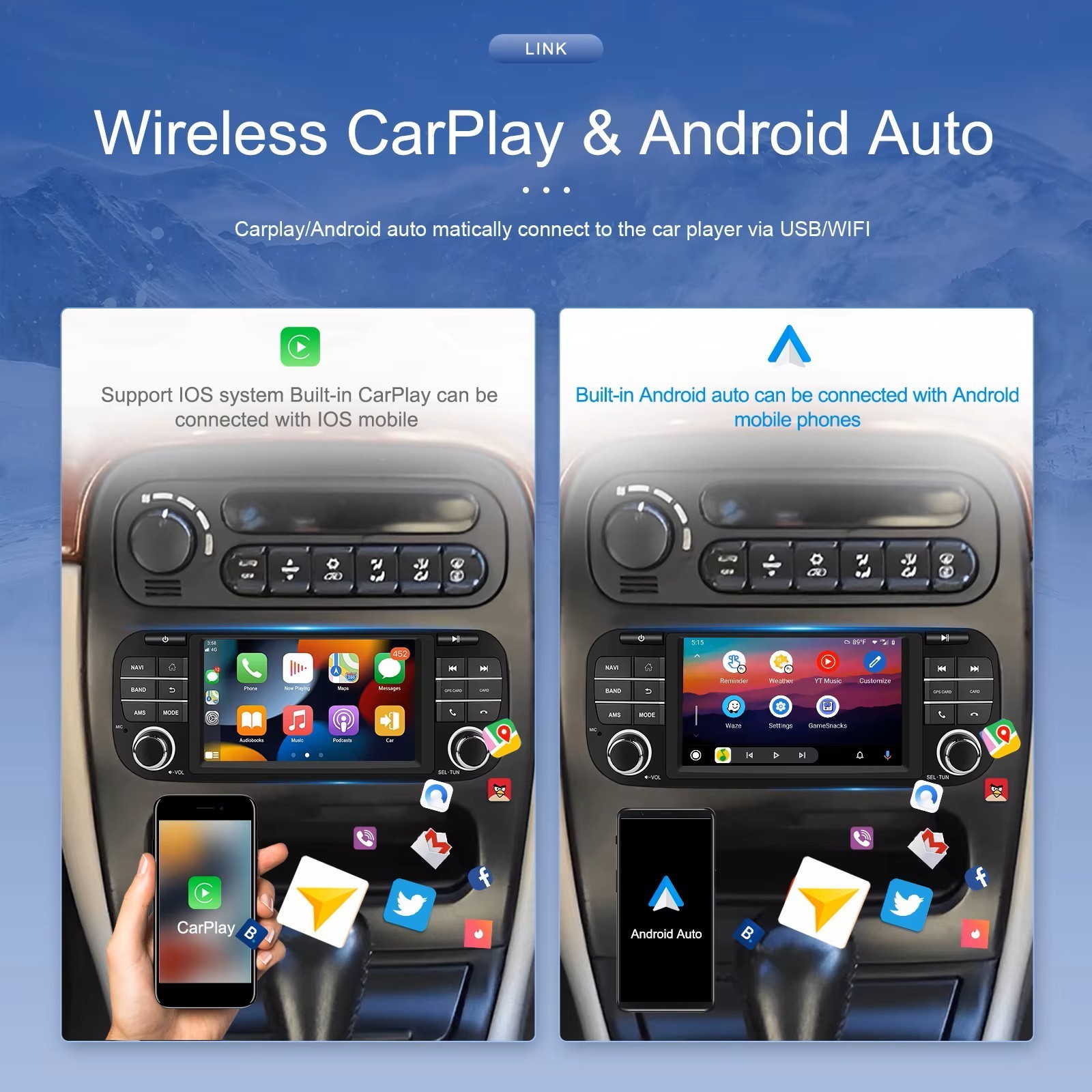 For Jeep Wrangler Dodge Ram Chrysler Android Car Stereo Radio GPS Navi Carplay