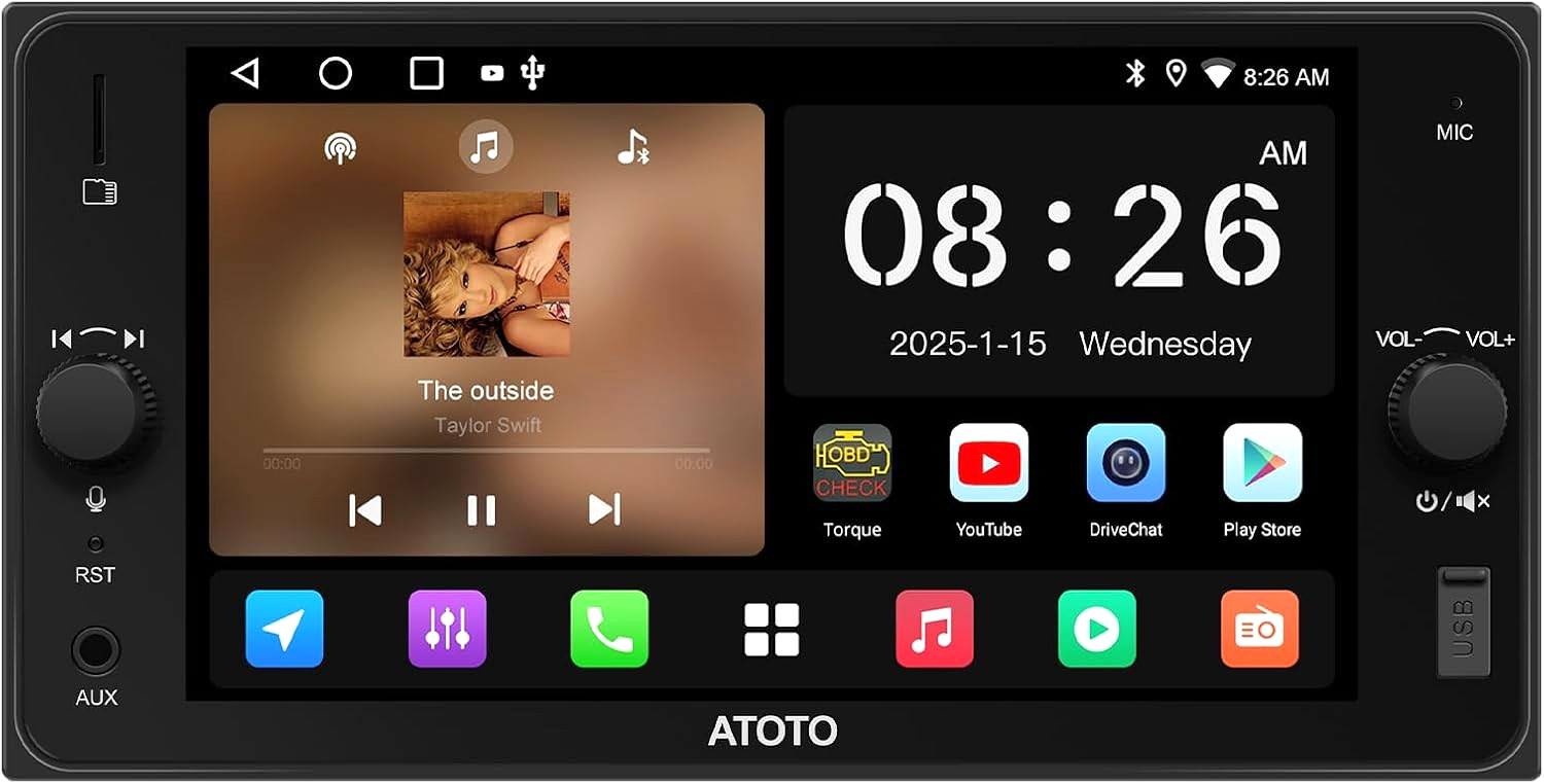 7″ Double DIN Car Stereo for Toyota Wireless CarPlay/Android Auto DSP WiFi 2+32G