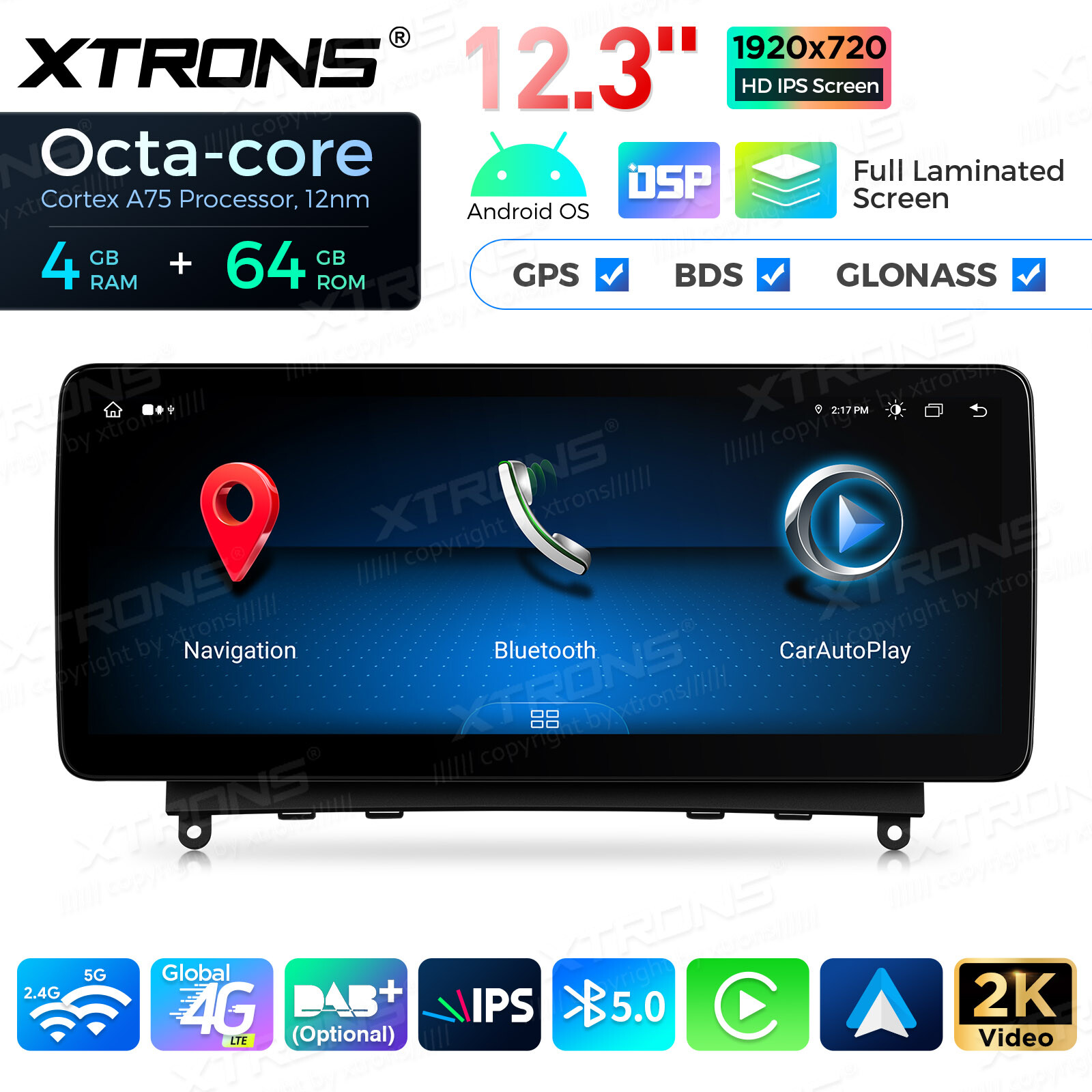 12.3″ Android 14 8-Core Car Stereo GPS Retrofit For Benz C-Class W204 2007-2010