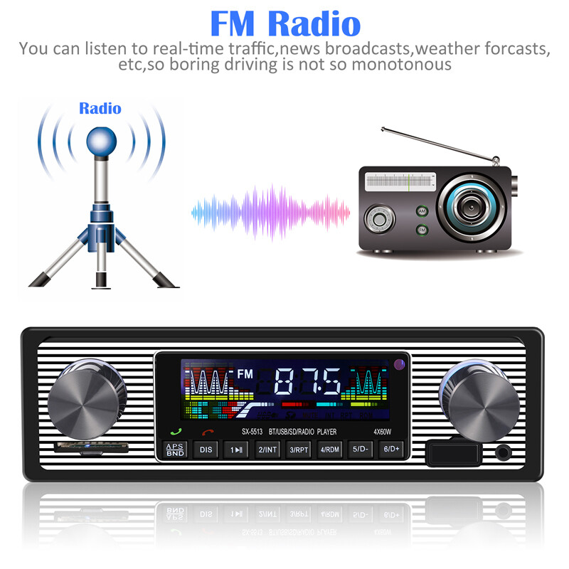 Bluetooth Vintage Car FM Radio MP3 Player USB Classic Stereo Audio Receiver LOT