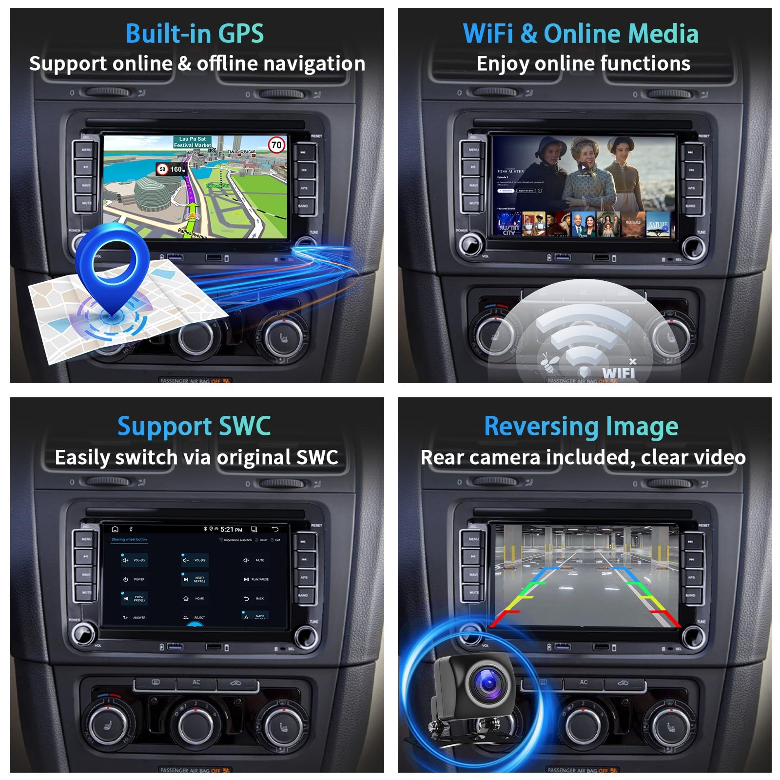 Unitopsci 2G32G Wireless Carplay Car Radio For Vw Volkswagen Passat Seat Golf