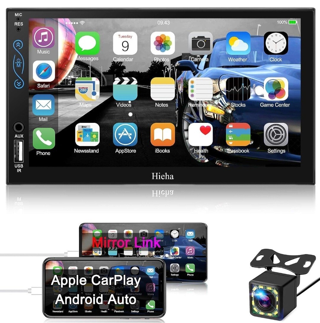 Hieha 7” Double Din Bluetooth Car Stereo with Backup Camera NEW IN BOX