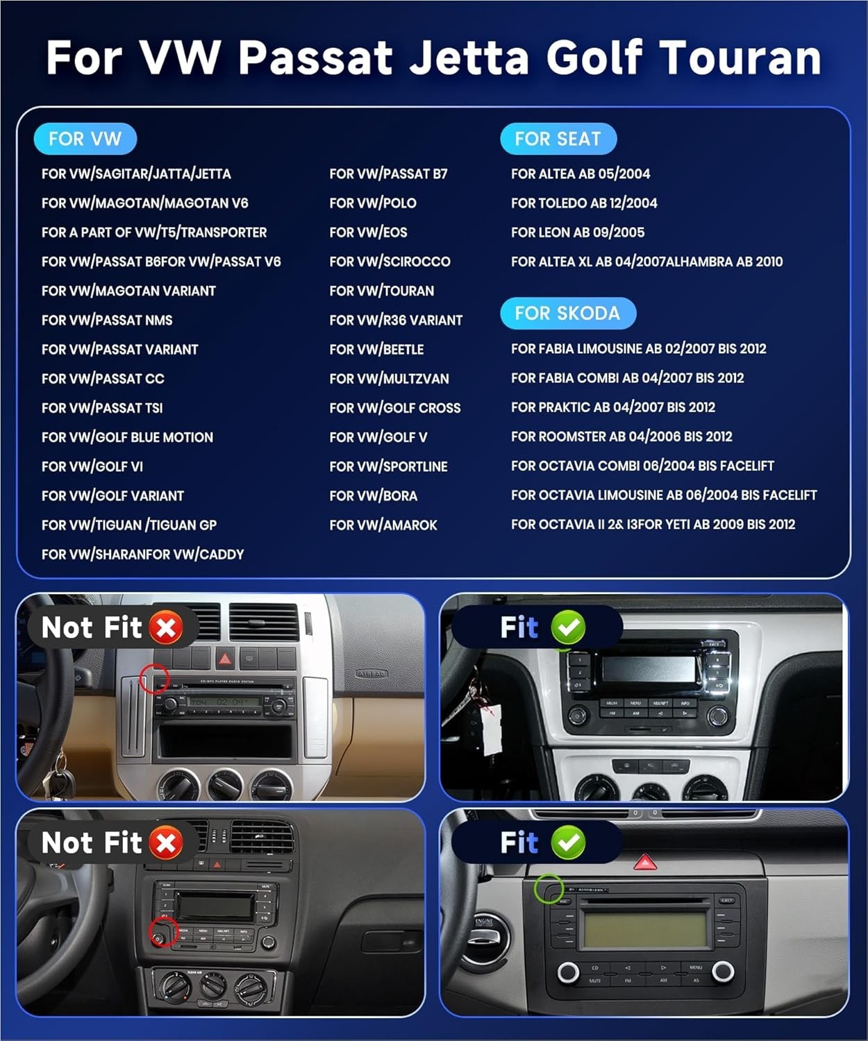DSP 2G+64G Car Stereo with 7-Inch Touch Screen for VW Models & Safety Features