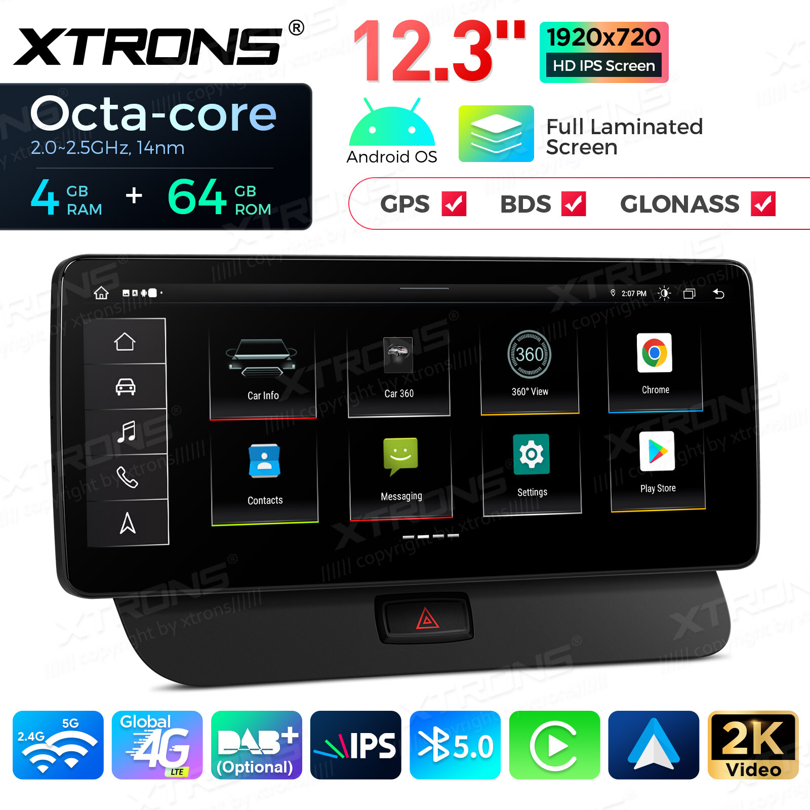 Car GPS Stereo for Audi Q5 2009-2017 Wireless CarPlay Android Auto 12.3 Inch 64G