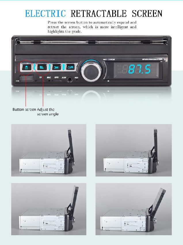 Single 1 Din 7″ Flip out Car Radio MP5 Player Touch Screen Bluetooth GPS+ remote