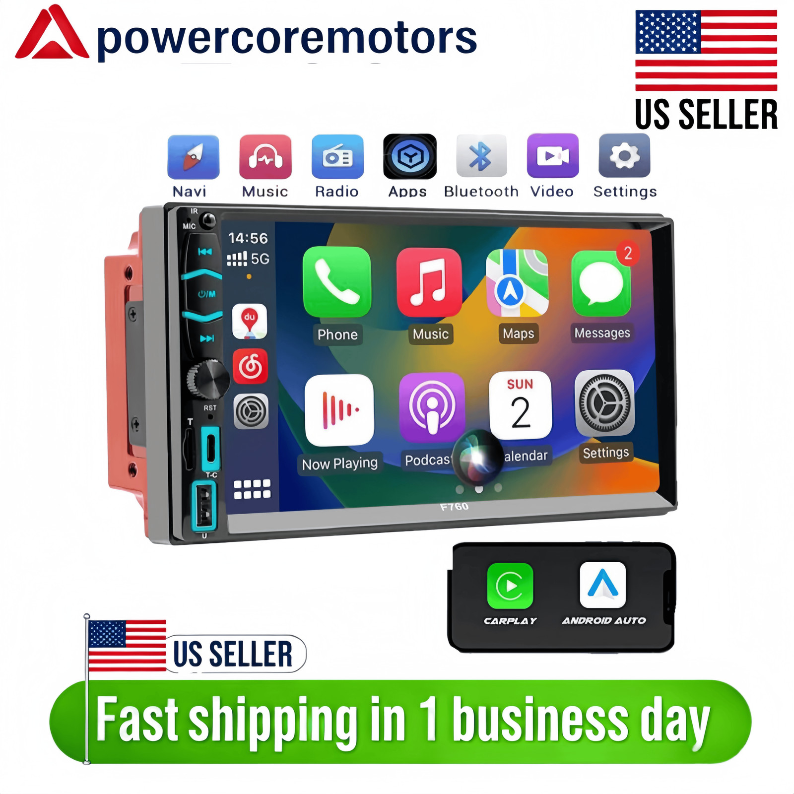 7″ WIRELESS CAR RADIO DOUBLE 2DIN APPLE CARPLAY STEREO TOUCH SCREEN BLUETOOTH FM
