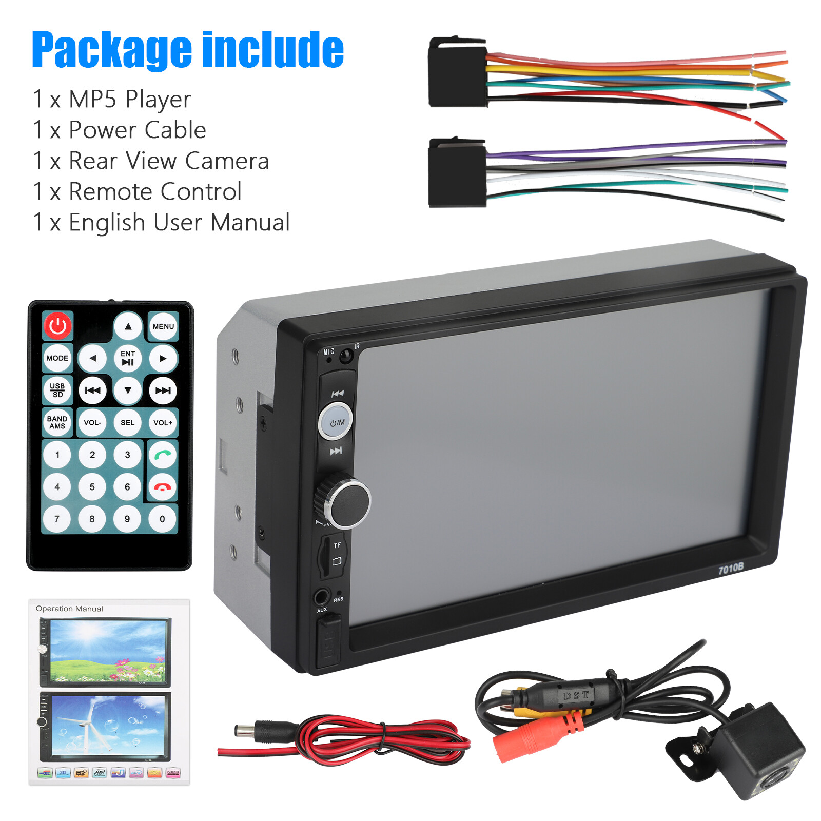 Double 2din Car Stereo Radio Bluetooth MP5 Mirror link Player Touch screen 7”