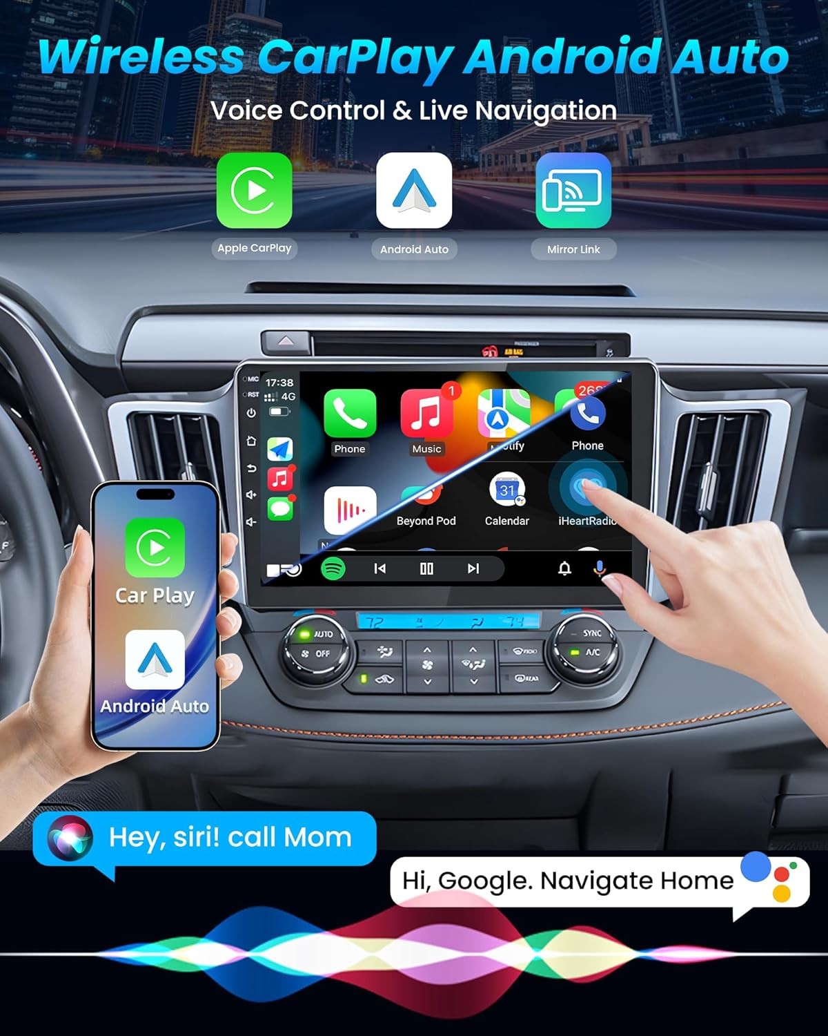 For Toyota RAV4 2013-2018 4Core 64G 10.1″ Stereo Radio Carplay Mirror Link Apple