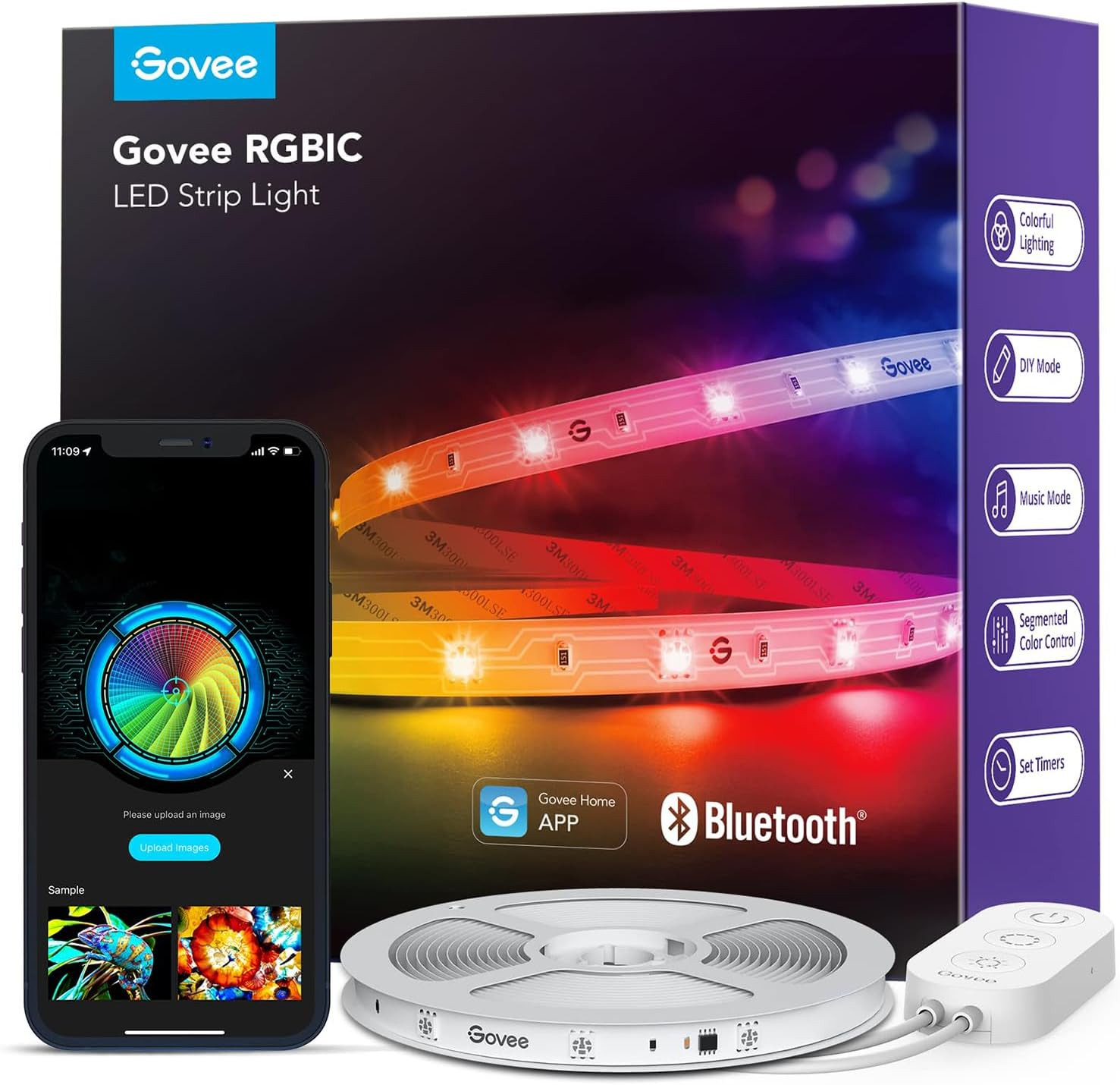 RGBIC LED Strip Lights, Smart LED Lights for Bedroom, Bluetooth LED Lights APP C