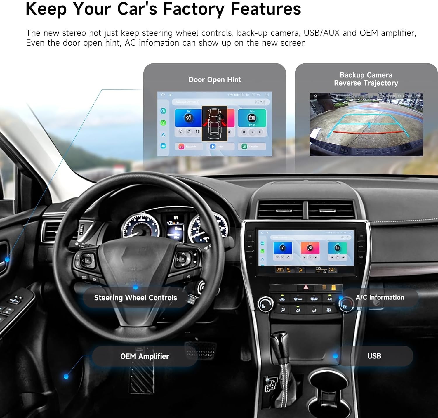 Dasaita Car Stereo for Toyota Camry 2015-2017 CarPlay 10.33″ QLED Radio 256GB