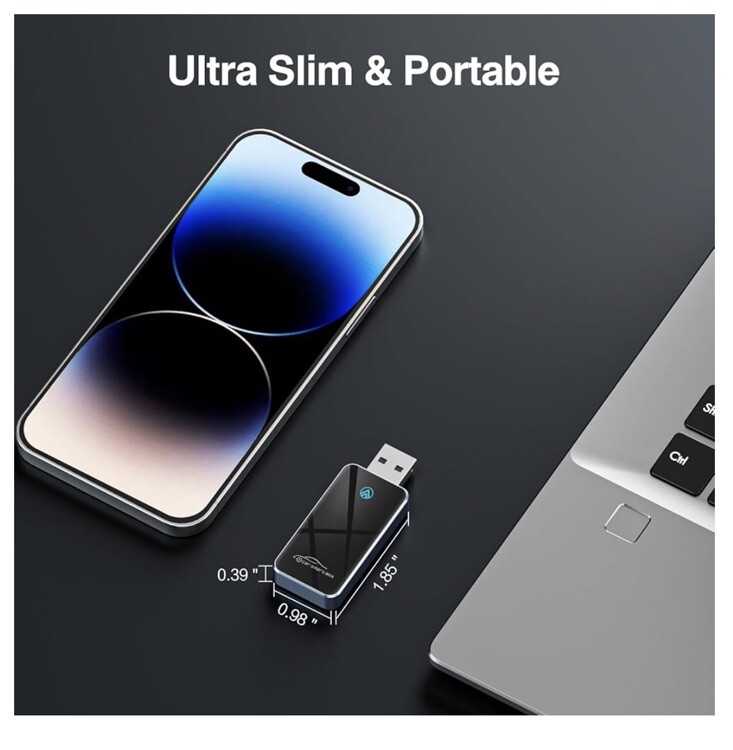 Wireless CarPlay Adapter for Apple – 2024 Slim Edition Plug & Play Connection…