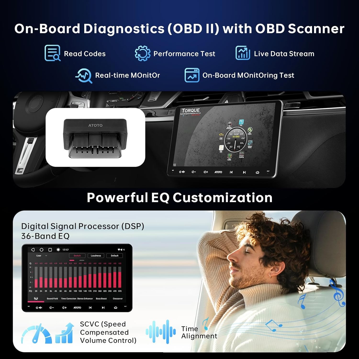ATOTO A6 9” 2 DIN Car Audio Receiver Wireless CarPlay Android Auto /OBD Scanner