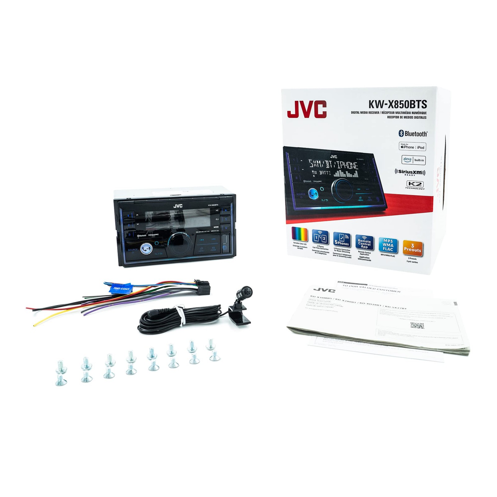 JVC KW-X850BTS Bluetooth Car Stereo 13-Band EQ USB AM/FM Receiver Double DIN