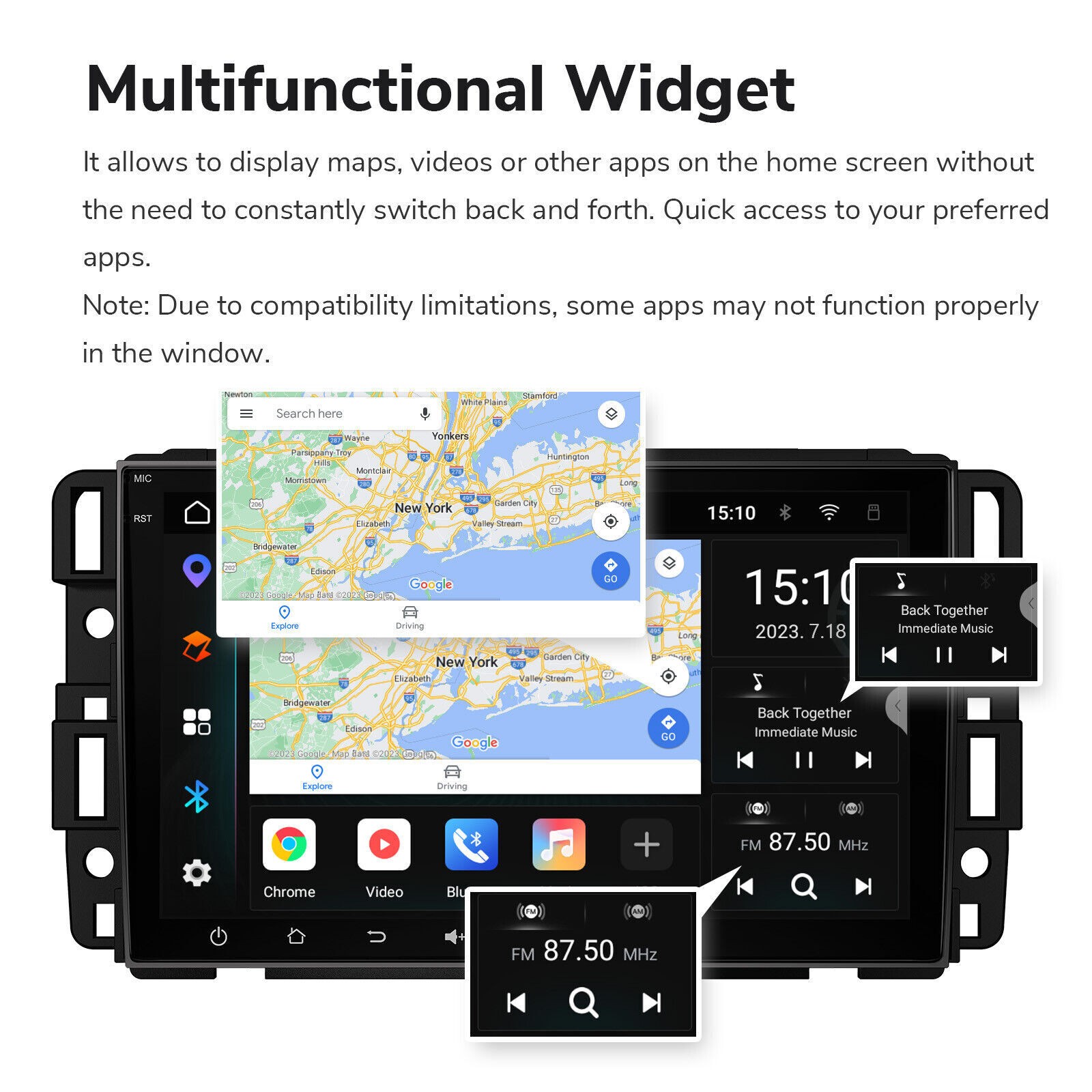 Car Radio Stereo Carplay For 2007-2013 GMC Camera EQ FM RDS