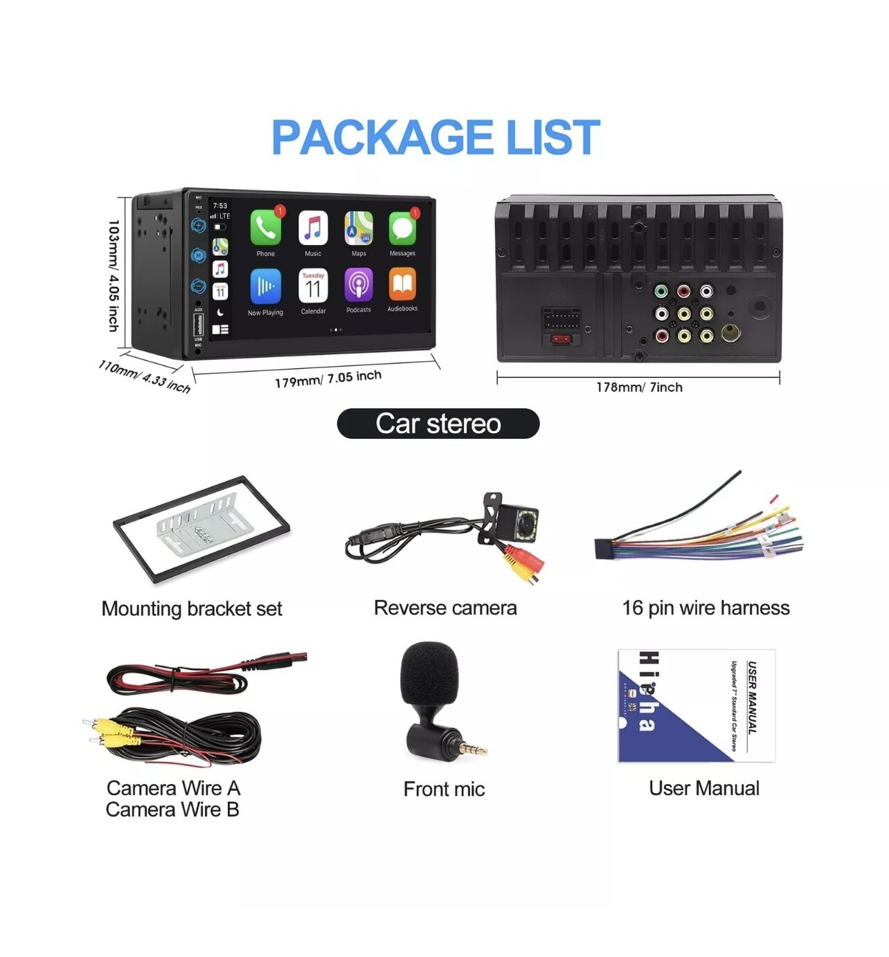 Double Din Car Stereo with Bluetooth,Compatible with Apple CarPlay & Android …