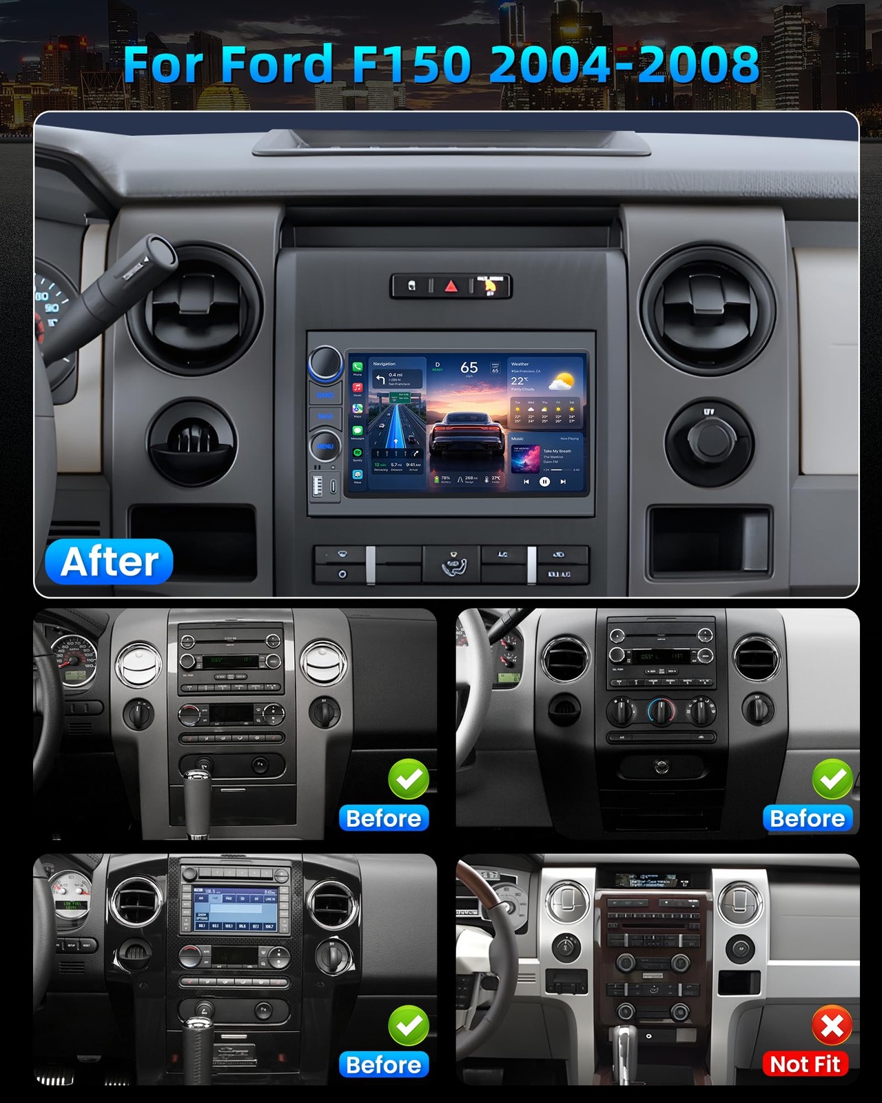 Jerqry 7 Inch Ford F150 Stereo 4Core 32GB